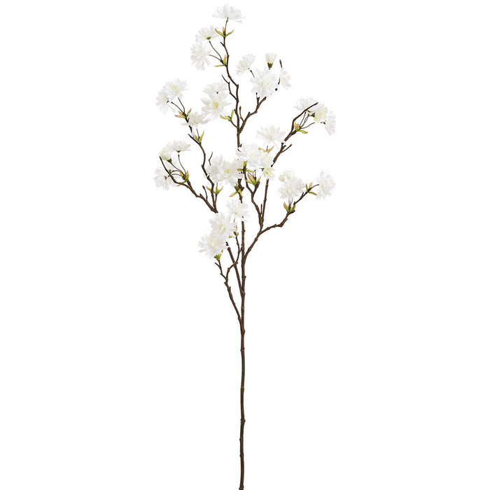 41" Cherry Blossom Silk Flower Stem -White (Pack of 8) - FSB056-WH