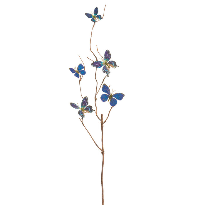 37" Butterfly Artificial Stem -2 Tone Blue (Pack of 12) - FSB066-BL/TT