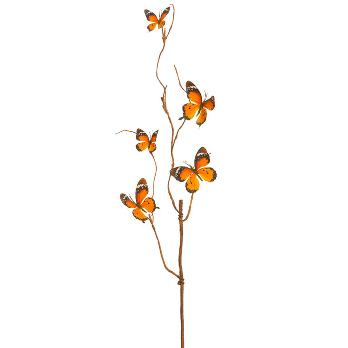 37" Butterfly Artificial Stem -Orange/Brown (Pack of 12) - FSB066-OR/BR