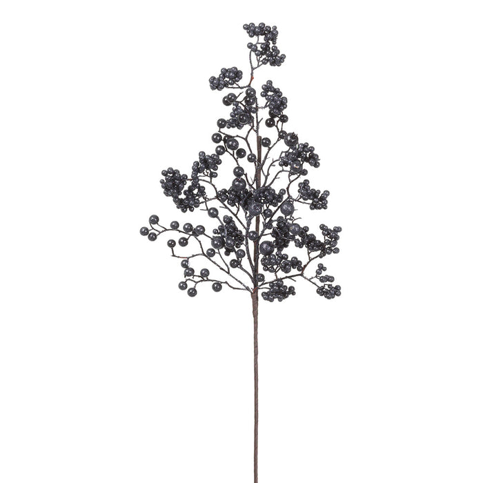 28" Glittered Berry Artificial Stem -Black (Pack of 6) - FSB071-BK