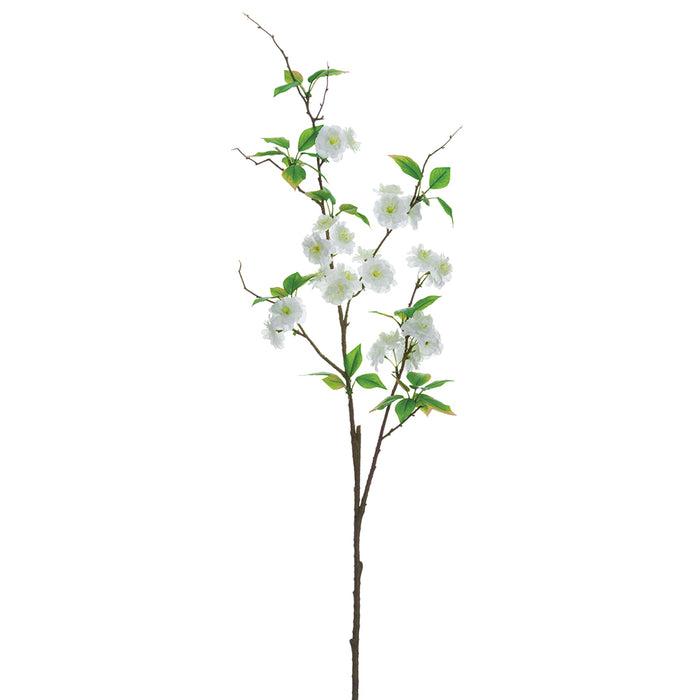 52" Cherry Blossom Silk Flower Stem -White (pack of 12) - FSB090-WH