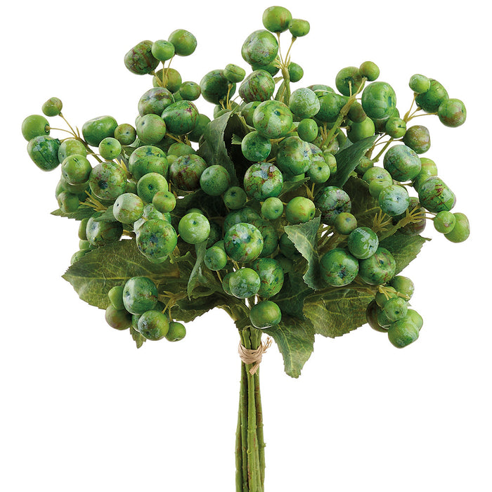 14" Crabapple Artificial Fruit Stem Bundle -Green (Pack of 4) - FSB093-GR