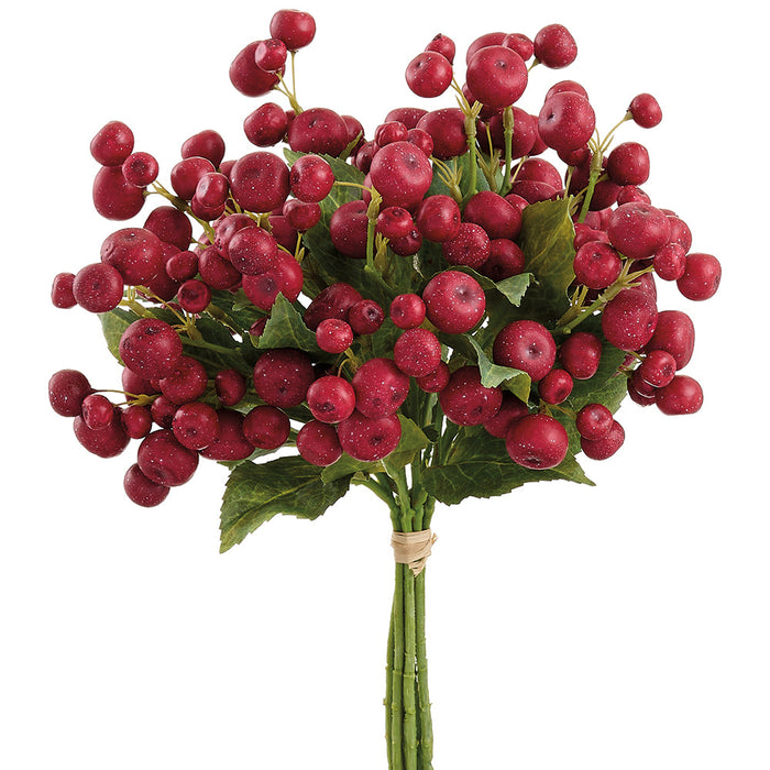 14" Crabapple Artificial Fruit Stem Bundle -Red (Pack of 4) - FSB093-RE