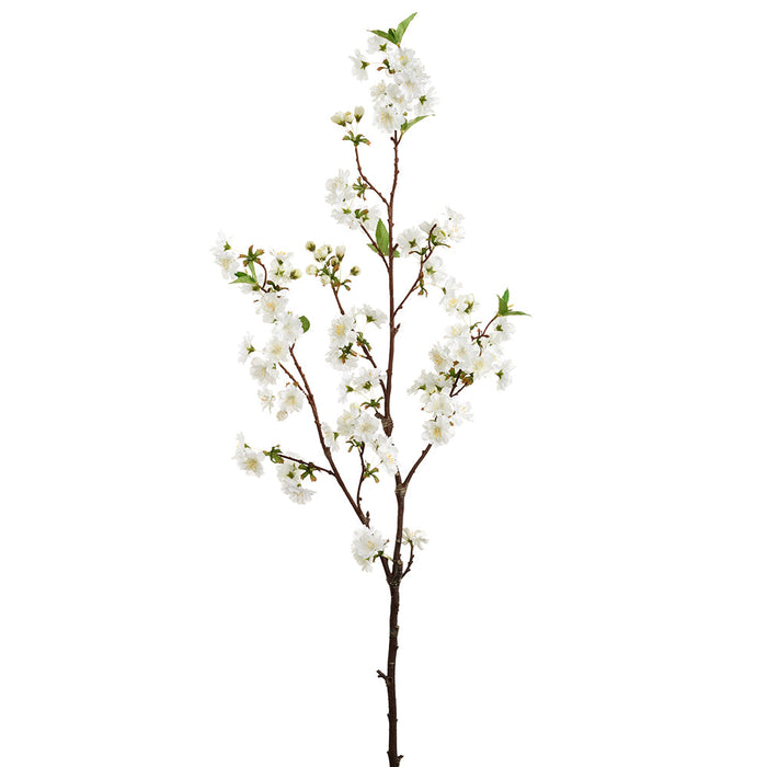 44.4" Cherry Blossom Silk Flower Stem -White (Pack of 12) - FSB140-WH