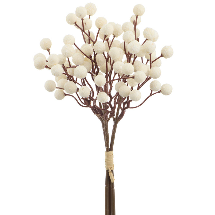 14" Berry Artificial Stem Bundle -Cream (Pack of 48) - FSB173-CR