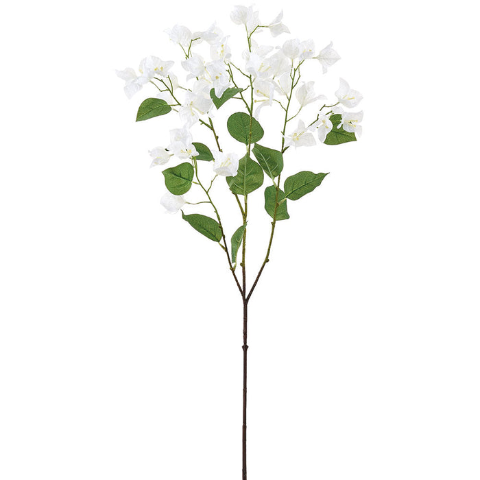 36" Bougainvillea Silk Flower Stem -White (Pack of 12) - FSB192-WH