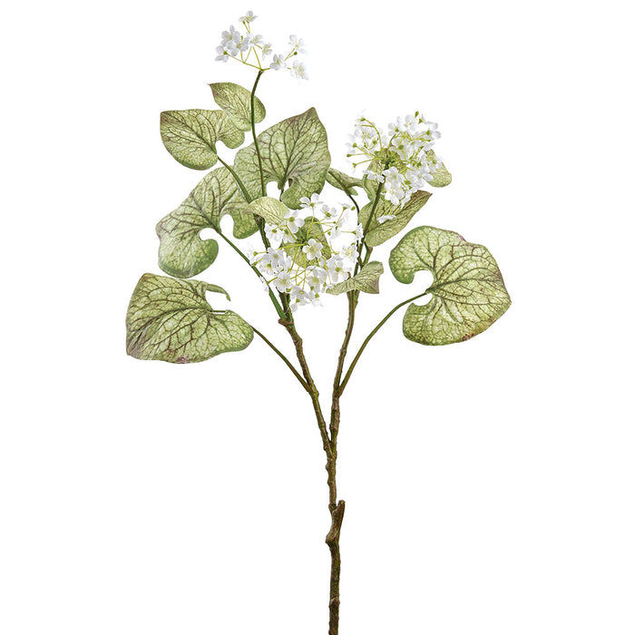 30" Blooming Brunnera Silk Flower Branch Stem -White (Pack of 6) - FSB195-WH