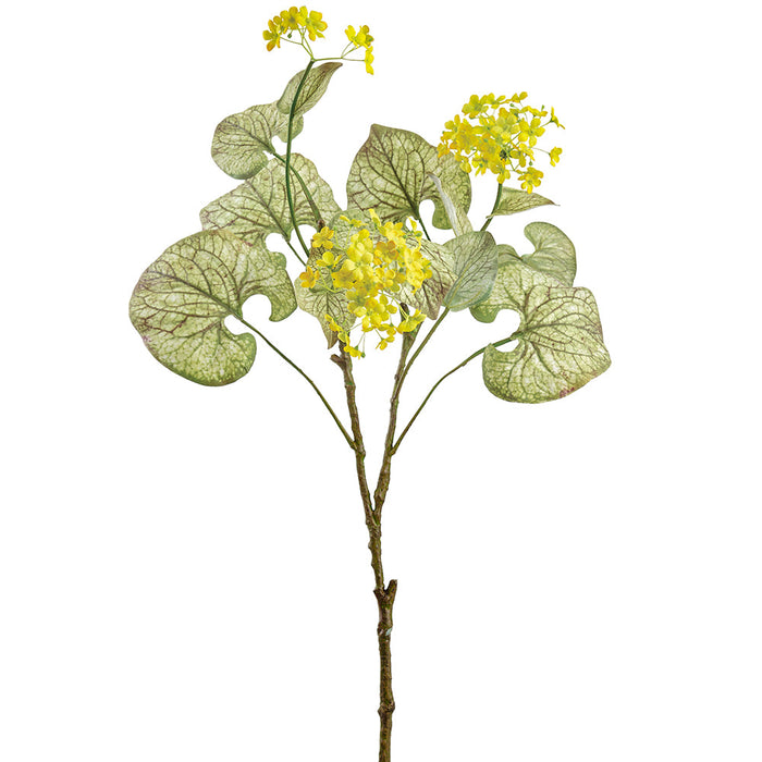 30" Blooming Brunnera Silk Flower Branch Stem -Yellow (Pack of 6) - FSB195-YE