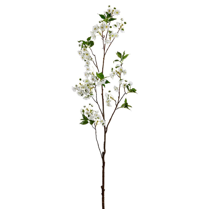 59" Silk Cherry Tree Blossom Flower Branch Stem -White (Pack of 6) - FSB207-WH