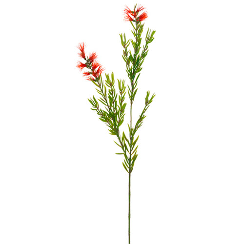 33.5" Bottle Brush Artificial Flower Stem -Red/Green (pack of 12) - FSB213-GR/RE