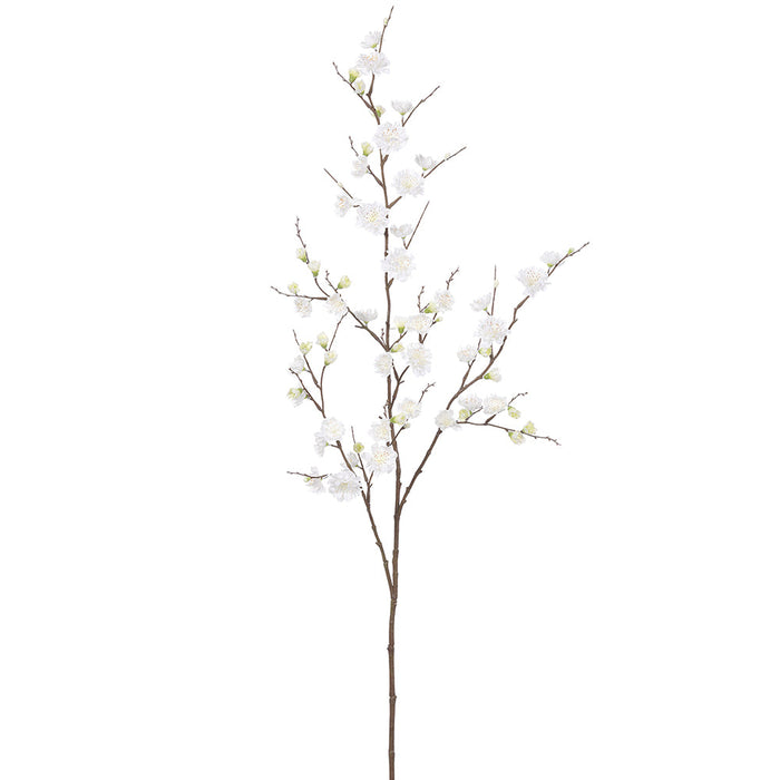 43" Plum Blossom Silk Flower Stem -White (pack of 12) - FSB244-WH