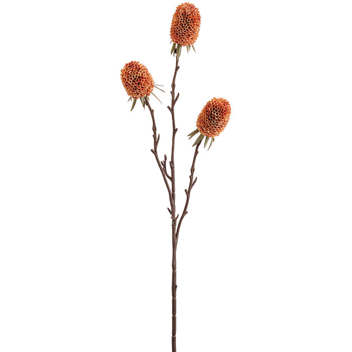 29" Banksia Protea Artificial Flower Stem -Rust (Pack of 12) - FSB291-RU