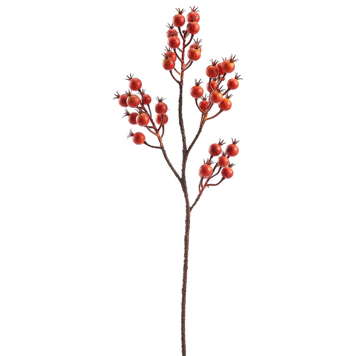 29" Faux Rosehip Berry Stem -Orange (pack of 12) - FSB296-OR