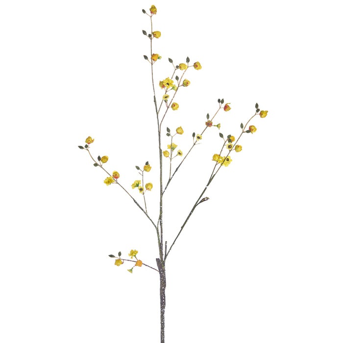 37" Silk Peach Blossom Flower Stem -Yellow (pack of 12) - FSB309-YE