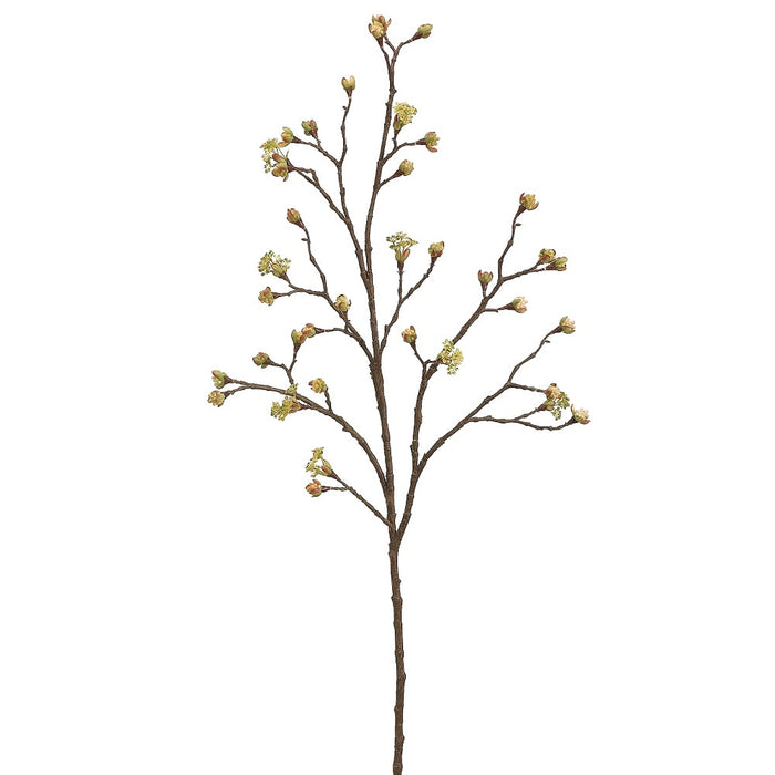42" Silk Budding Blossom Flower Branch -Yellow (pack of 6) - FSB317-YE