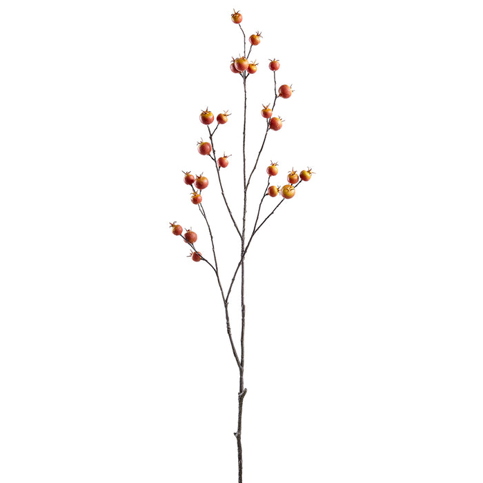 40" Faux Rosehip Berry Stem -Orange (Pack of 12) - FSB330-OR