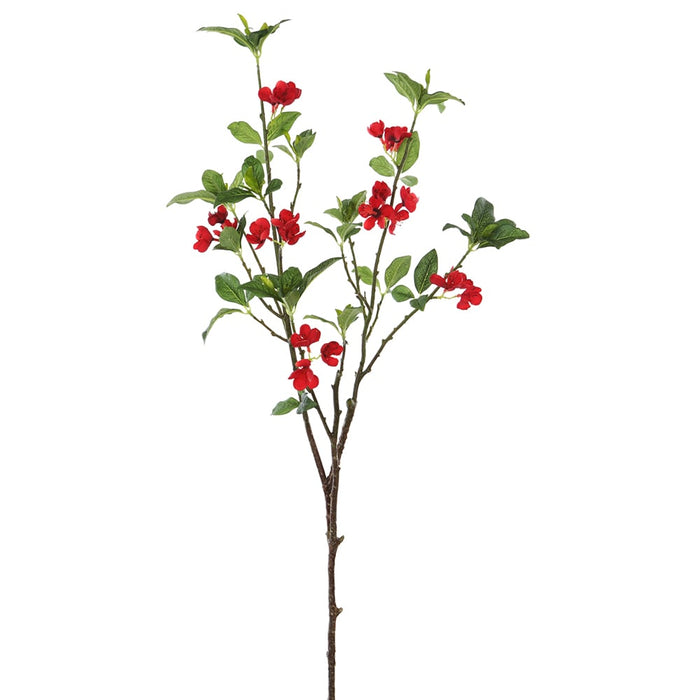 34.5" Japanese Quince Blossom Silk Flower Stem -Red (pack of 12) - FSB401-RE