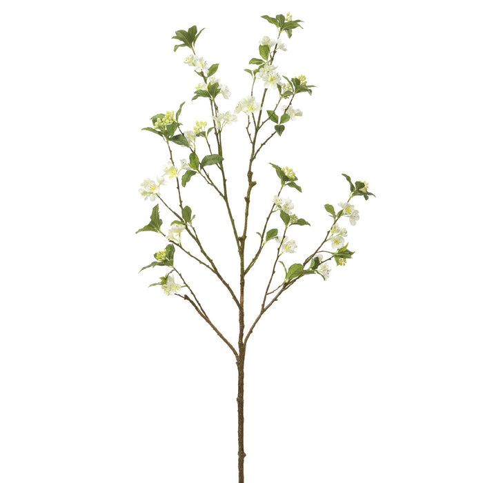 44" Japanese Quince Blossom Silk Flower Stem -White (pack of 6) - FSB406-WH