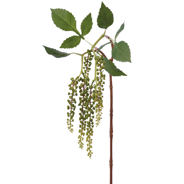35" Hanging Pokeberry Artificial Stem -Green (Pack of 12) - FSB482-GR