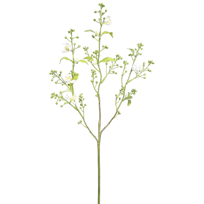 25.5" Artificial Mini Berry & Blossom Flower Stem -Green/White (pack of 12) - FSB630-GR/WH
