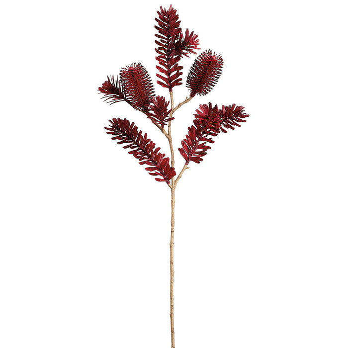 26" Artificial Banksia Protea Flower Stem -Burgundy (Pack of 12) - FSB660-BU