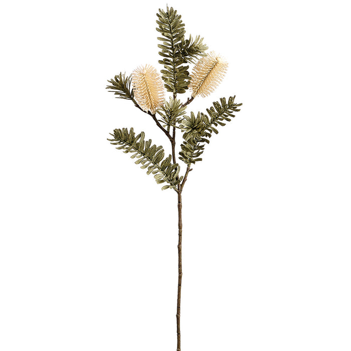 26" Artificial Banksia Protea Flower Stem -Burgundy/Green (Pack of 12) - FSB666-CR