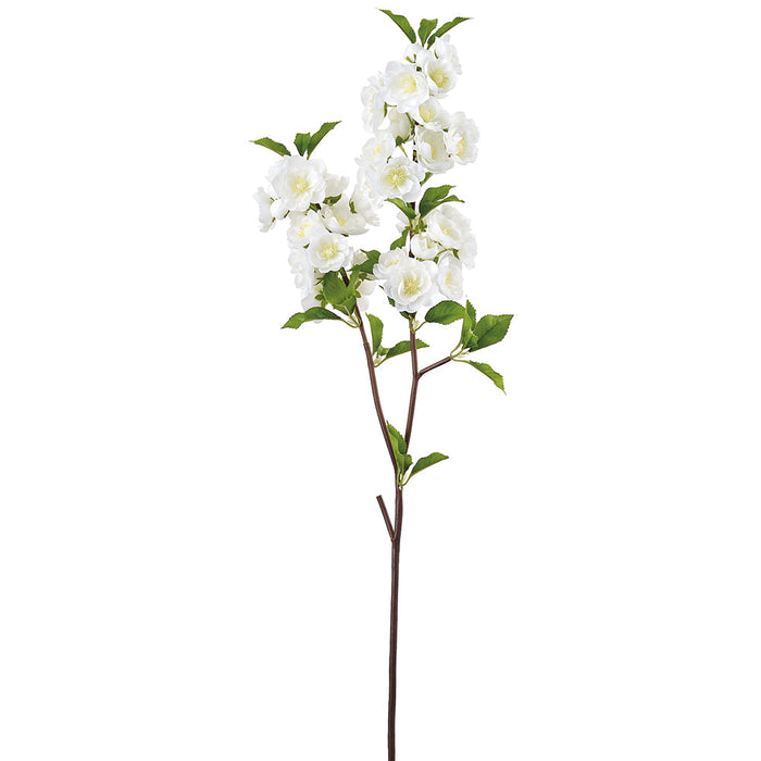 33" Cherry Blossom Silk Flower Stem -Cream (Pack of 12) - FSB742-CR