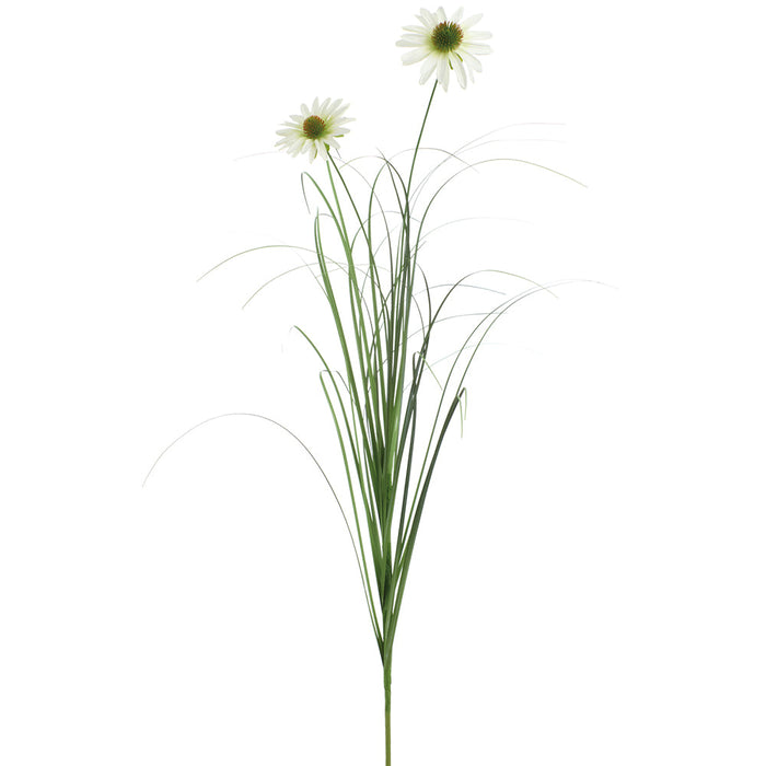 31.5" Rudbeckia Black-Eyed Susan & Grass Silk Flower Stem -White (Pack of 20) - FSB811-WH