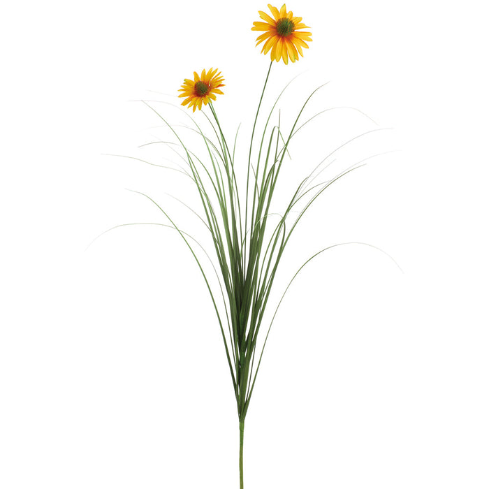 31.5" Rudbeckia Black-Eyed Susan & Grass Silk Flower Stem -Yellow (Pack of 20) - FSB811-YE