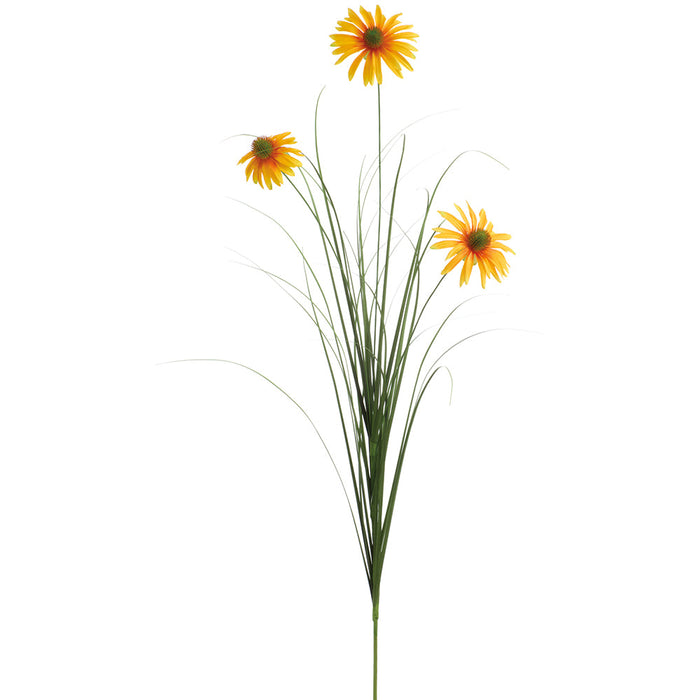 39" Rudbeckia Black-Eyed Susan & Grass Silk Flower Stem -Yellow (Pack of 20) - FSB812-YE