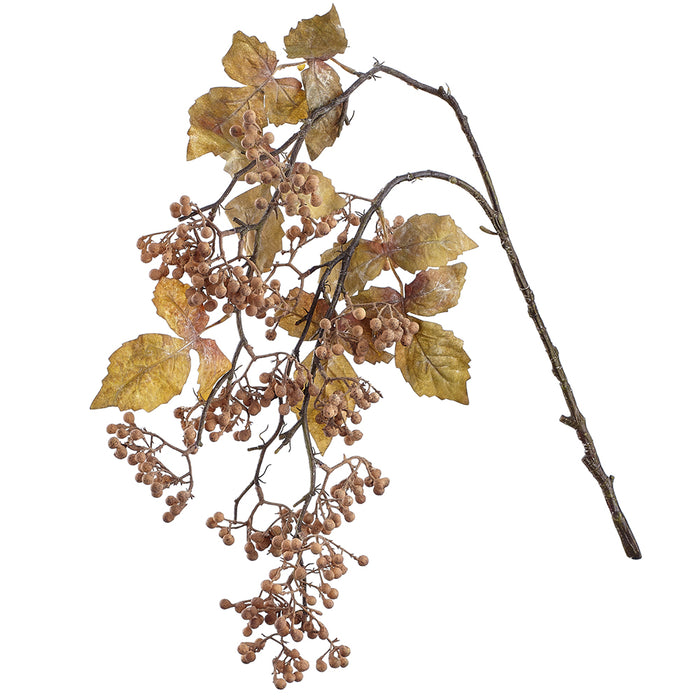 31" Hanging Artificial Berry Stem -Brown (Pack of 6) - FSB907-BR