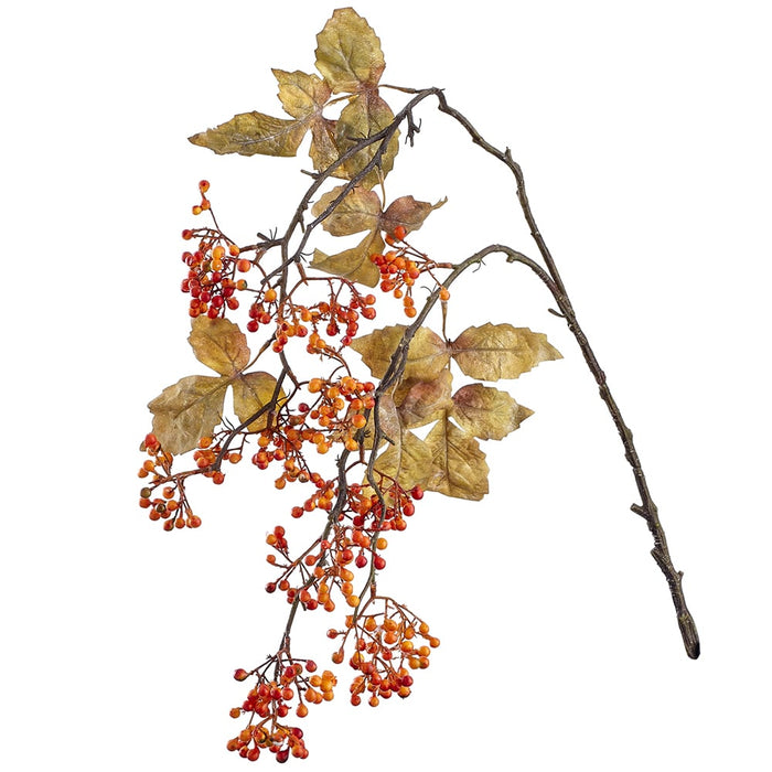 31" Hanging Artificial Berry Stem -Orange (Pack of 6) - FSB907-OR