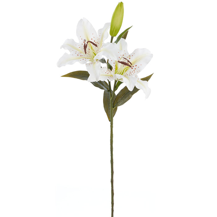 33.5" Casablanca Lily Faux Flower Stem -White (Pack of 12) - FSC004-WH