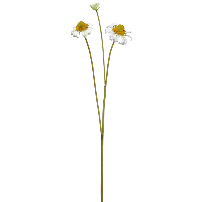 19" Silk Chamomile Daisy Flower Stem -White (pack of 12) - FSC058-WH