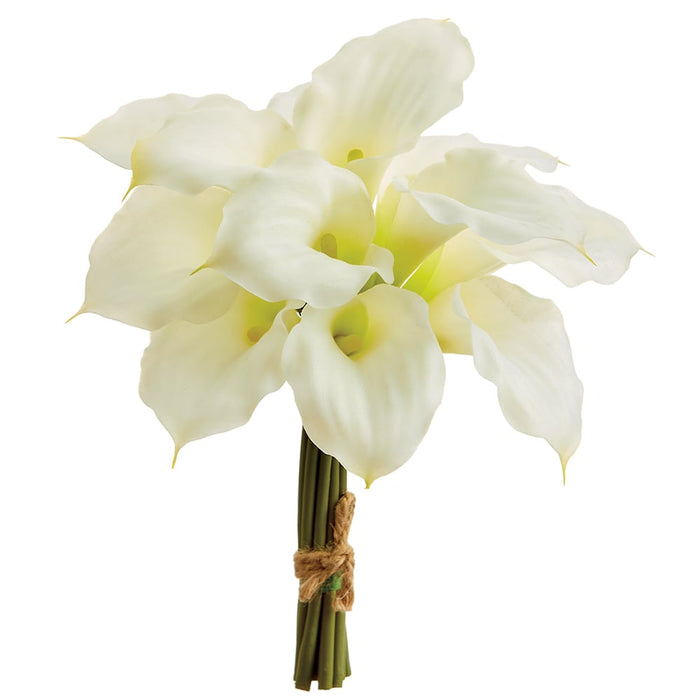 11" Real Touch Calla Lily Silk Flower Stem Bundle -White (pack of 12) - FSC094-WH