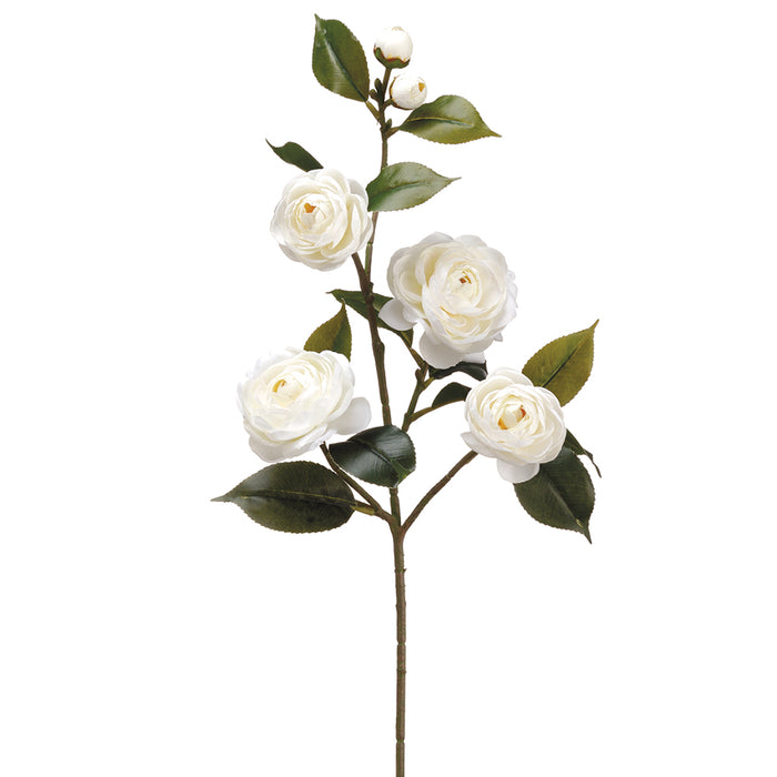 29.5" Silk Camellia Flower Spray -White (pack of 12) - FSC109-WH