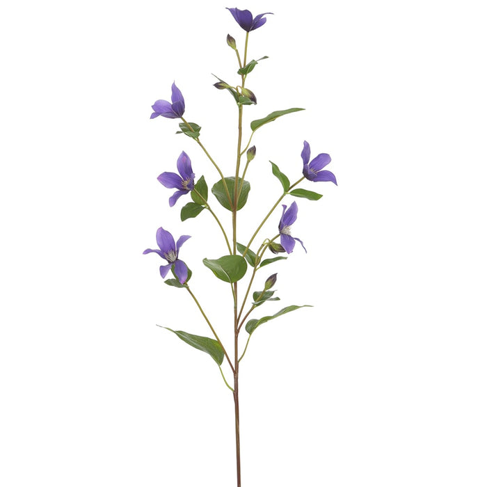 33" Real Touch Silk Clematis Flower Stem -Purple (pack of 12) - FSC329-PU