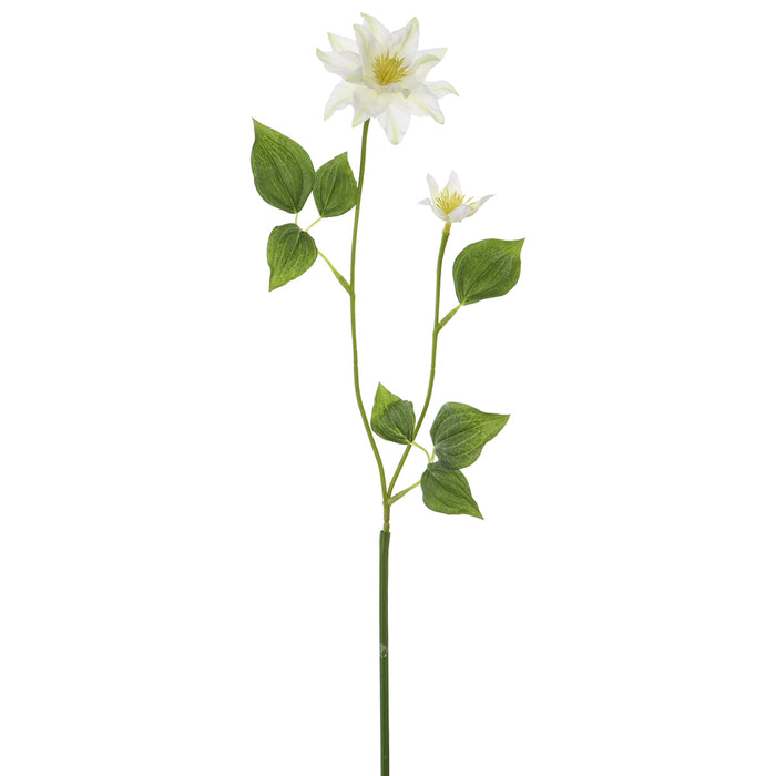 29" Silk Clematis Flower Stem -White (pack of 12) - FSC343-WH