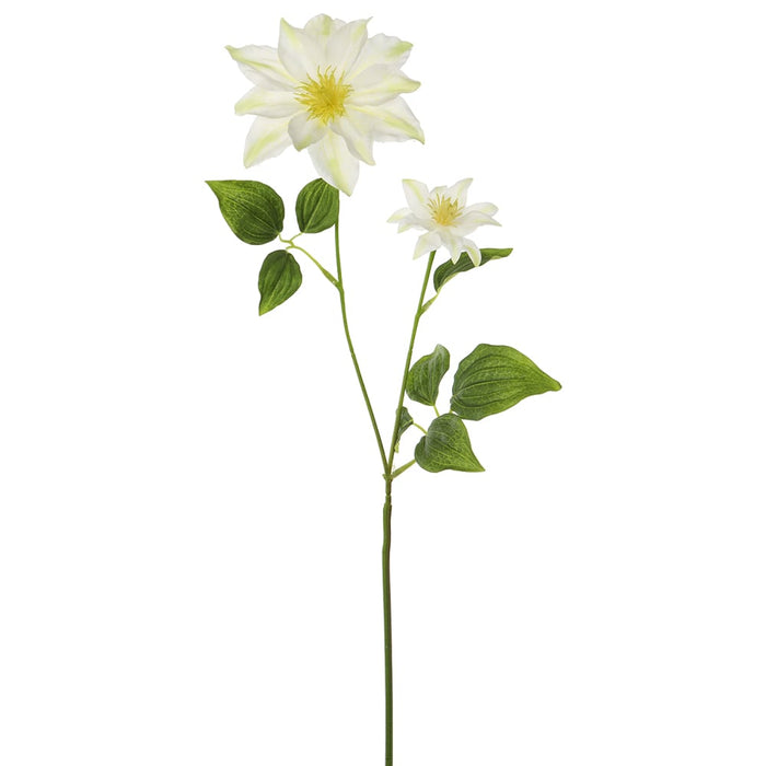 34" Silk Clematis Flower Stem -White (pack of 12) - FSC344-WH