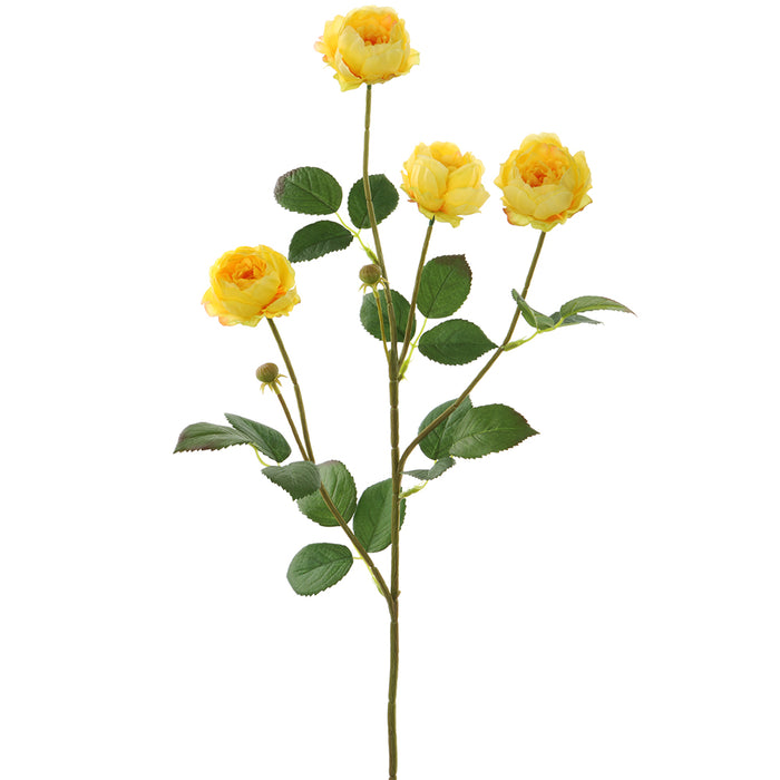 28" Silk Camellia Flower Stem -Yellow (pack of 12) - FSC404-YE