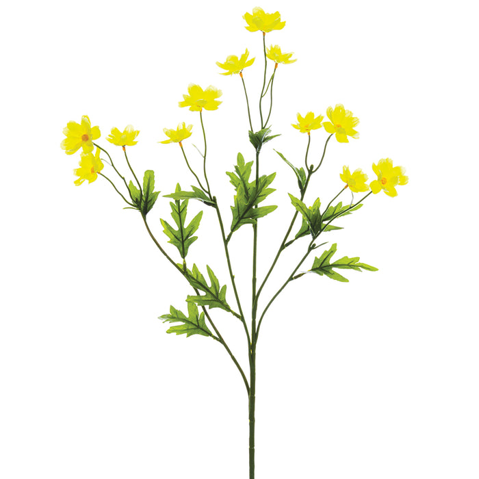 27" Silk Mini Cosmos Flower Spray -Yellow (pack of 12) - FSC427-YE
