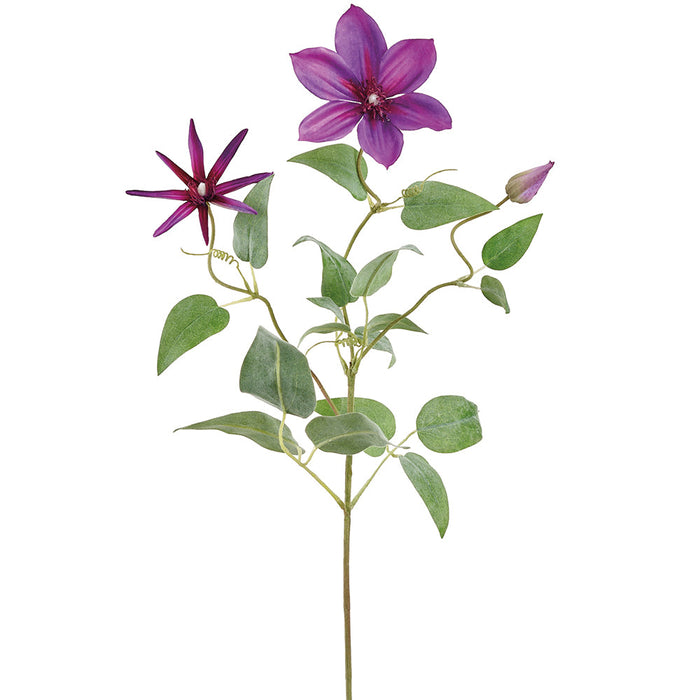 28" Clematis Silk Flower Stem -Dark Purple (Pack of 12) - FSC504-PU/DK