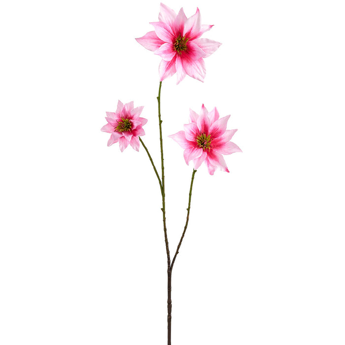 35" Clematis Silk Flower Stem -Pink (Pack of 12) - FSC861-PK