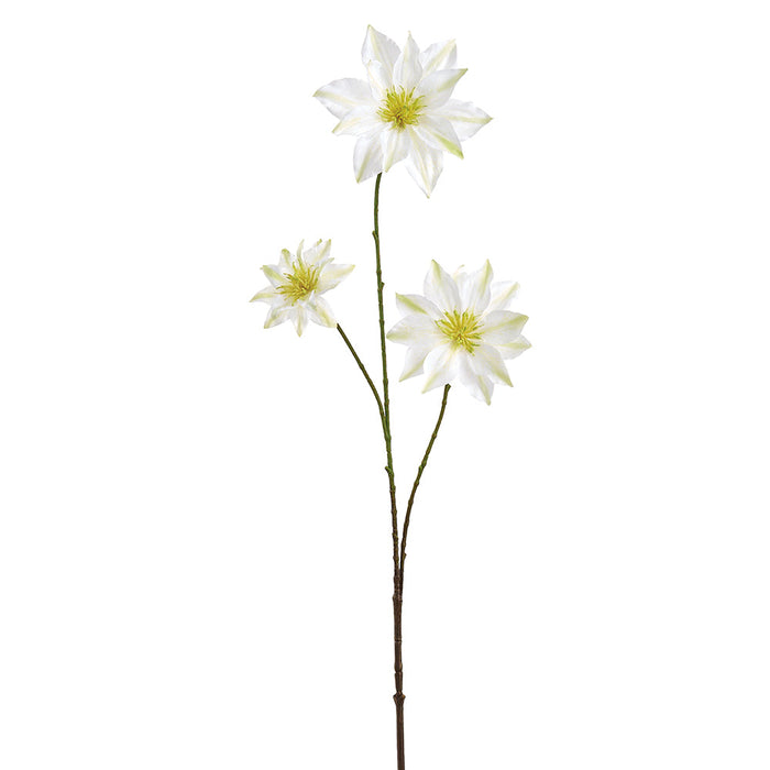 35" Clematis Silk Flower Stem -White (Pack of 12) - FSC861-WH