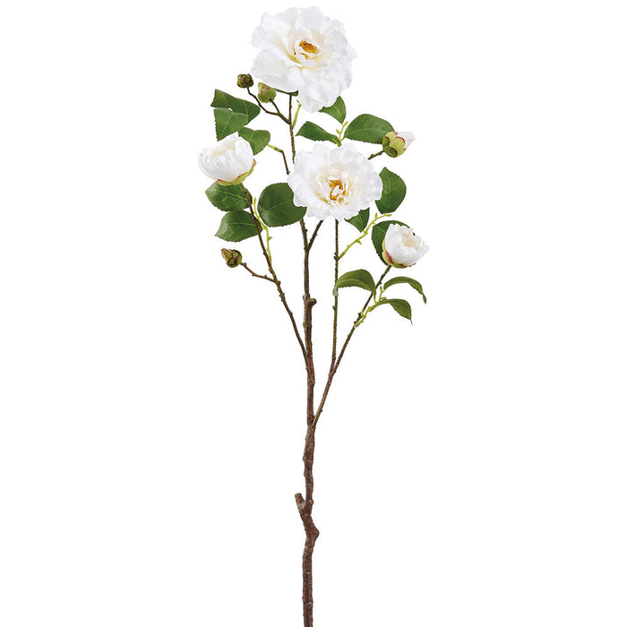 28.5" Camellia Silk Flower Stem -White (Pack of 12) - FSC868-WH