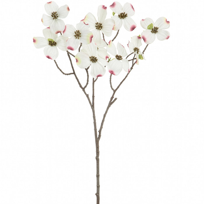 28" Dogwood Silk Flower Stem -White/Pink (Pack of 24) - FSD013-WH
