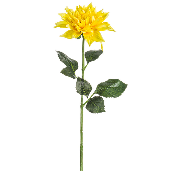 27" Silk Dahlia Flower Stem -Yellow (pack of 12) - FSD016-YE