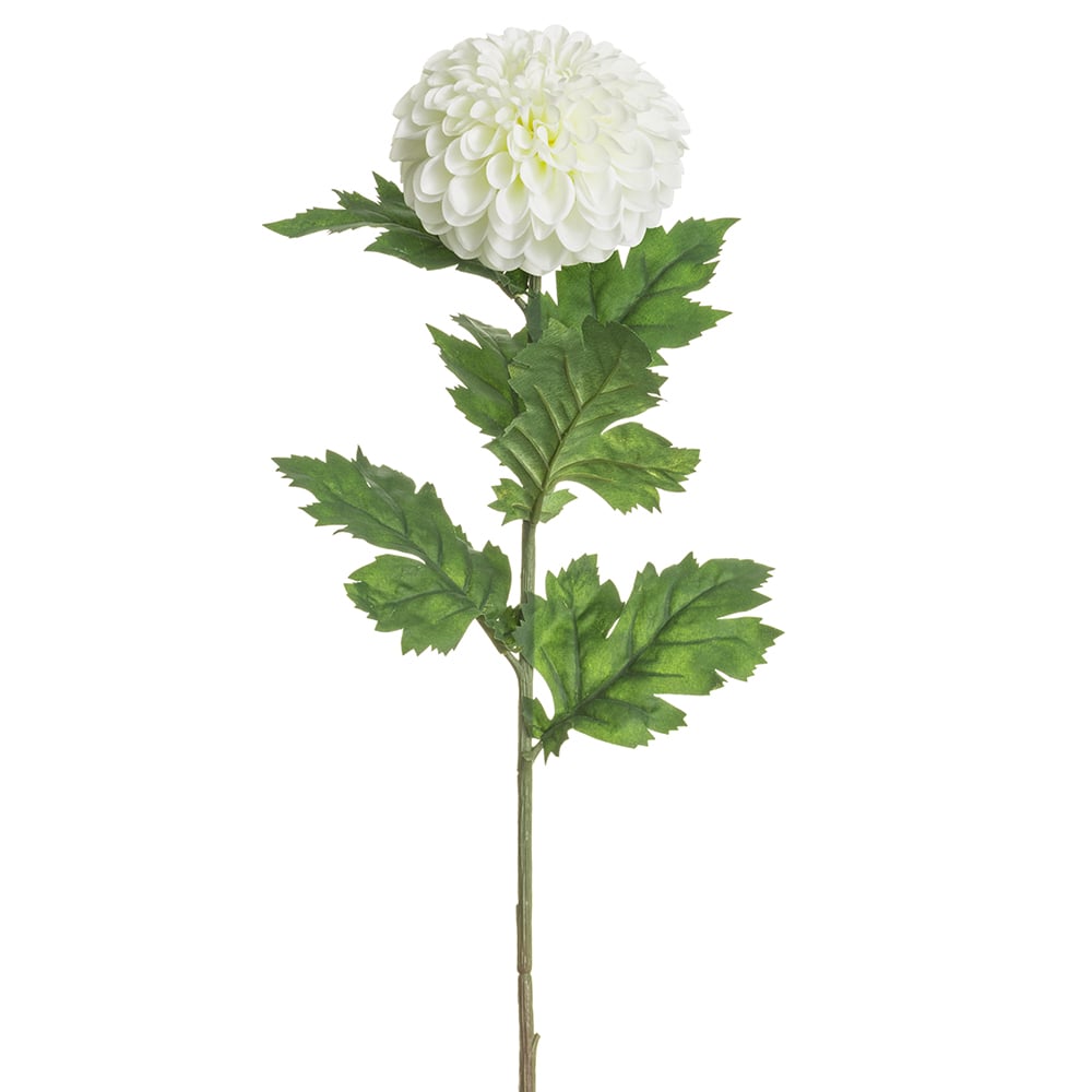 29" Silk Dahlia Flower Stem White Dahlia Stem — Silks Are Forever
