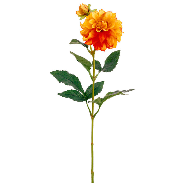 24" Dahlia Silk Flower Stem -2 Tone Orange (Pack of 12) - FSD174-OR/TT