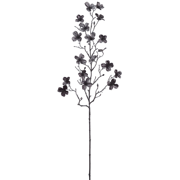 33" Metallic Artificial Dogwood Blossom Flower Stem -Black (Pack of 12) - FSD180-BK